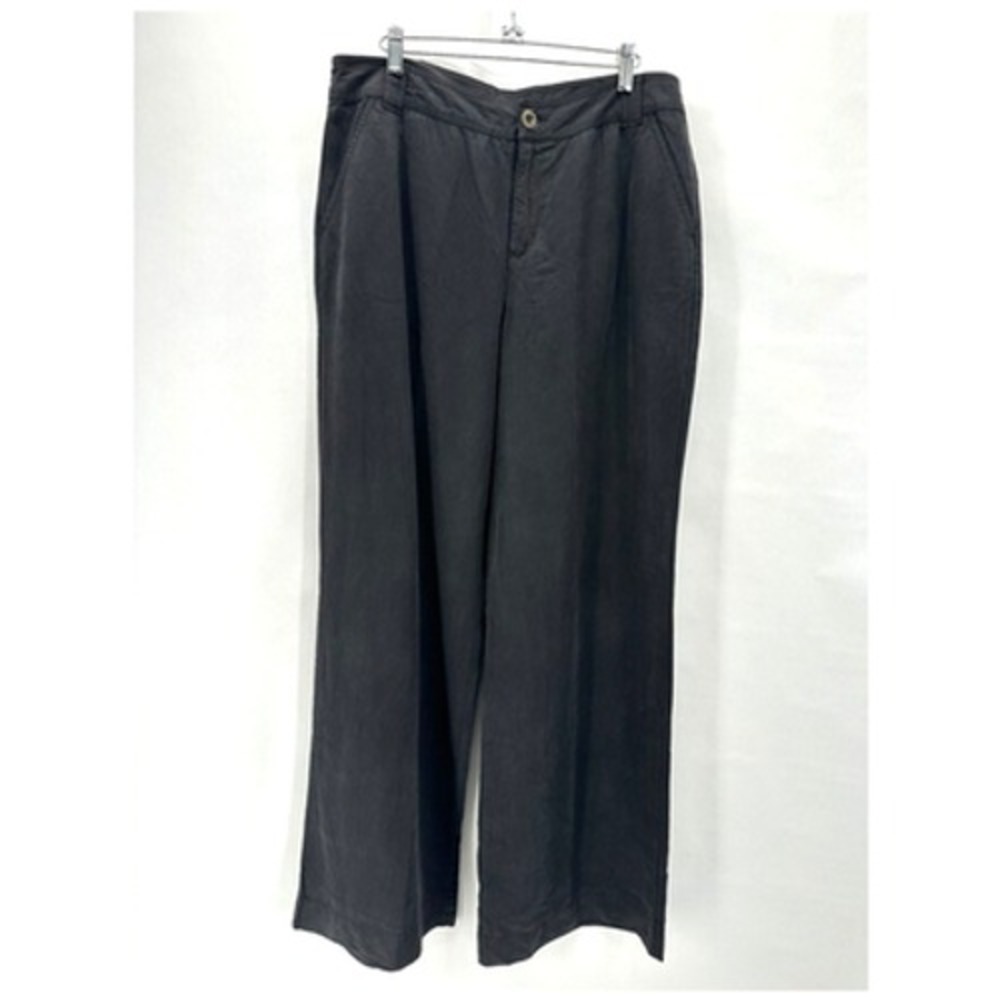 Sundance Wide Leg Pants Womens 12 Black Tencel Pockets Coastal Preppy‎ Lagnelook